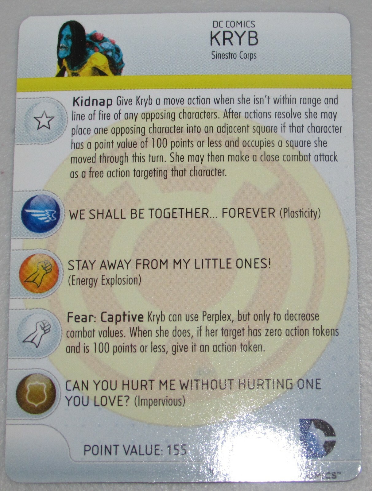 KRYB (SINESTRO CORPS) 039 War of Light DC HeroClix Rare Yellow Lantern