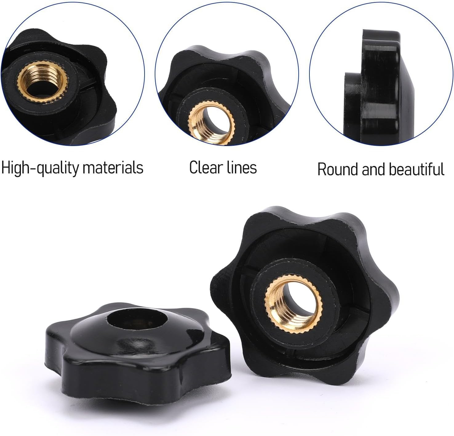 Mozeat Lens 10 Pack 6 Star Knobs 1/4 Inch 20 Female Threaded Hexagon Head Thru K