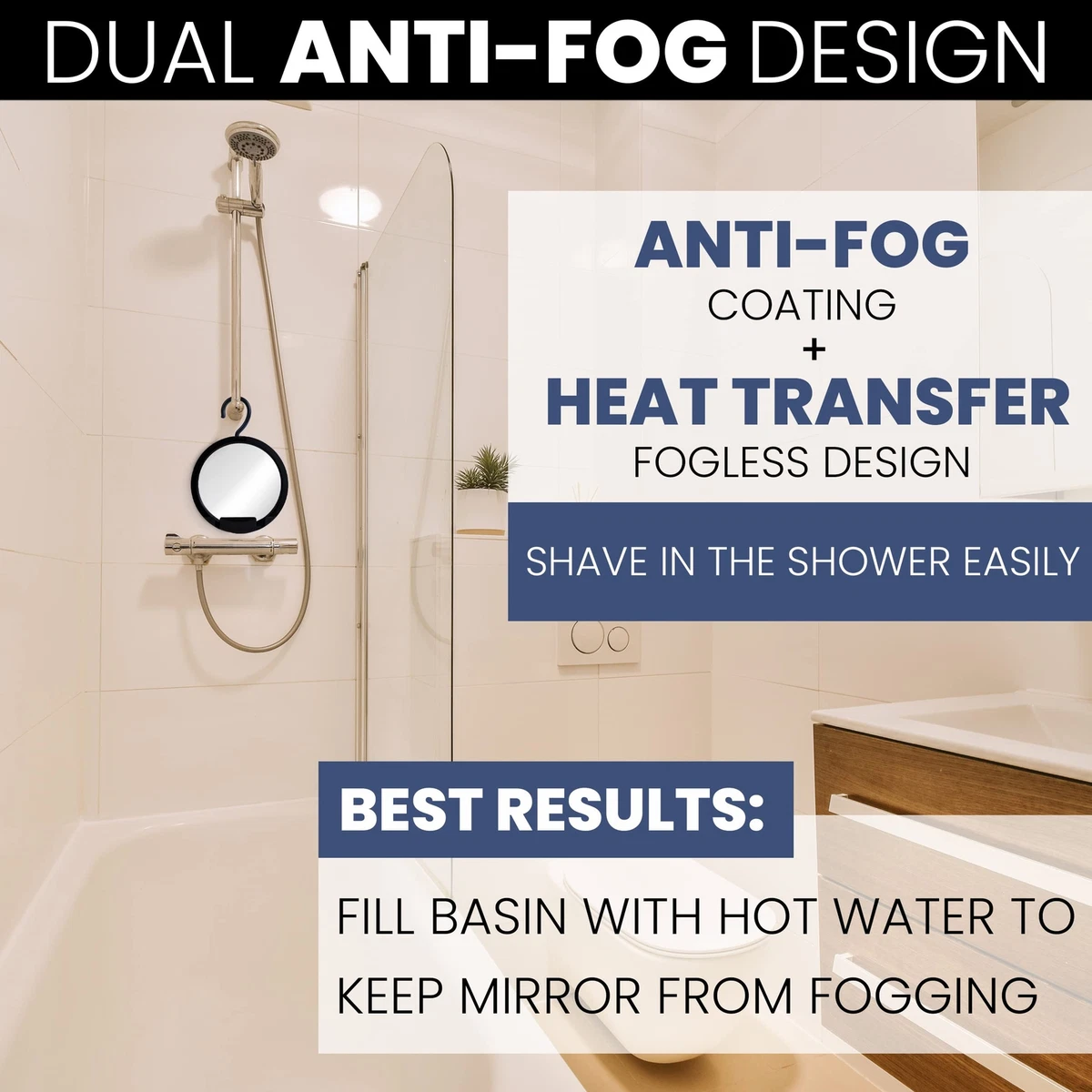 MIRRORVANA Fogless Shower Mirror for Shaving with Razor Holder, Hook for Hang...