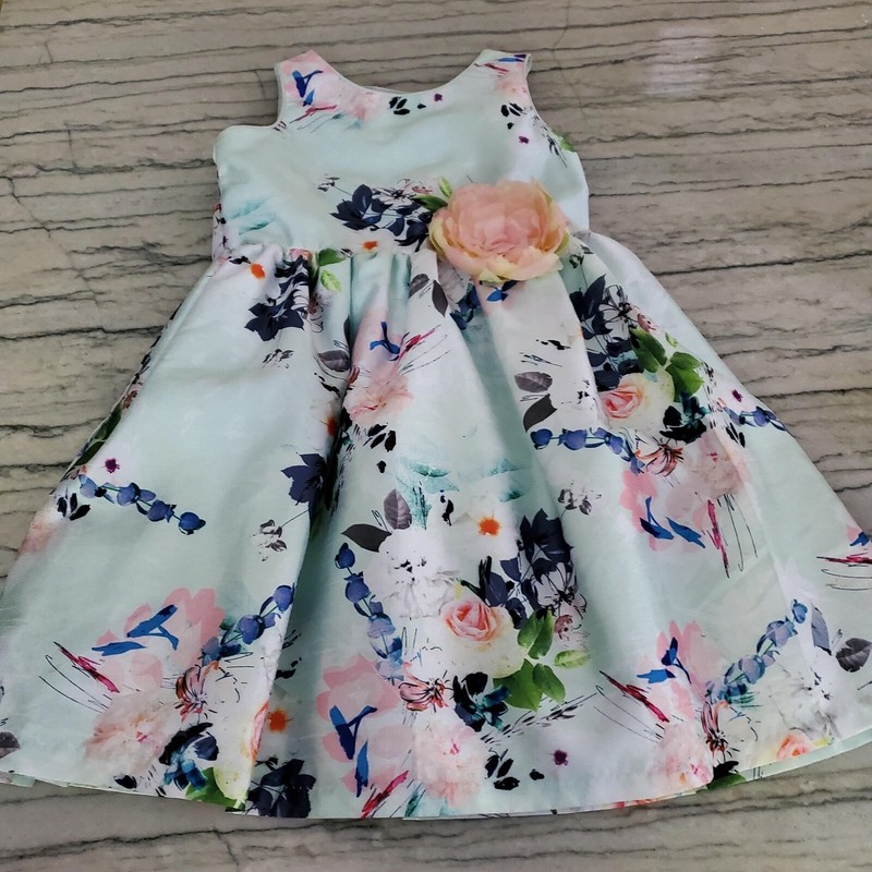 Pippa & Julia Light Blue Sleeveless Floral Party Dress Size 7