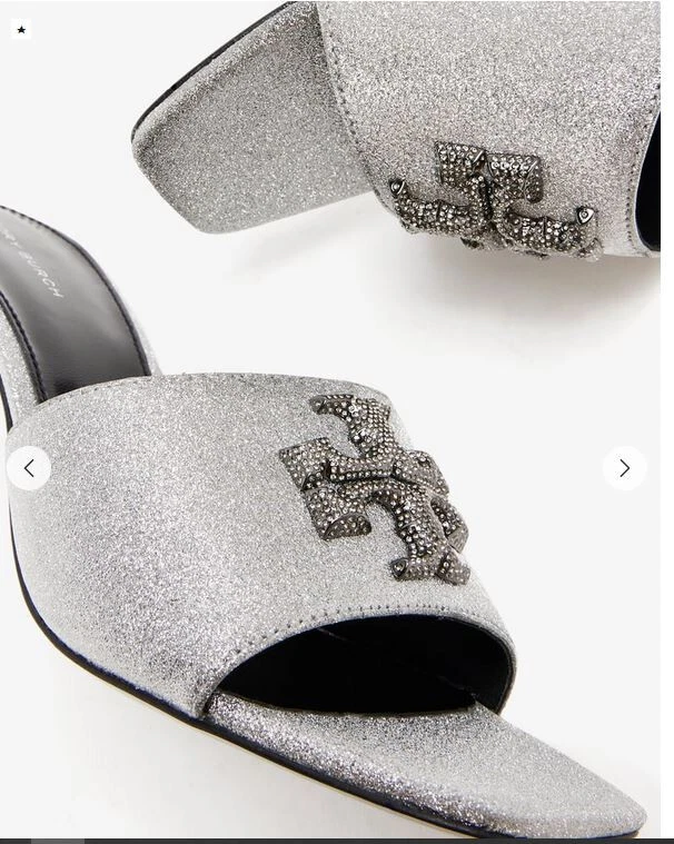 Nuovissimo sandalo tory burch wn 6 eleanor pave mule 65 mm pelle glitter 151838