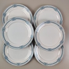 Assiettes Plates Décor Carina Bleu De Sarreguemines En Terre De Fer, 1900s