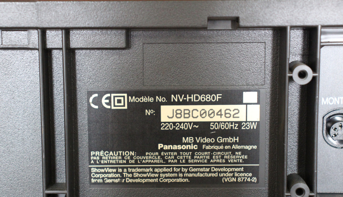 Magnétoscope Panasonic NV-HD680F VHS VHS-C - Occasion Fonctionnel