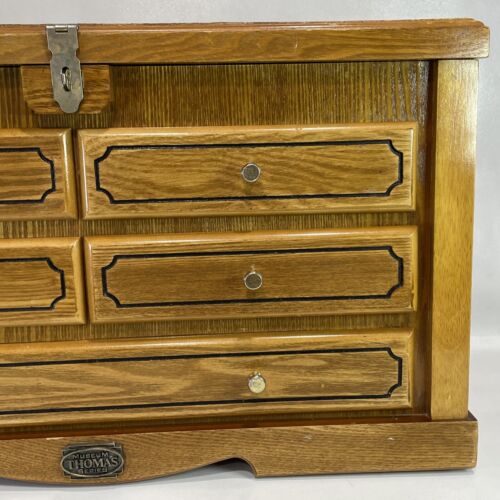 Thomas Paccioni Museum Series Wood 4 Drawer Green Flocked Jewelry Box Chest - Picture 5 of 21