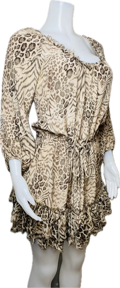 F. Rebecca Taylor Silk Dress Size 10 Print Multicolor 3/4 Sleeve Round Neck - Image 2 of 4