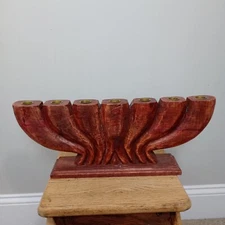 Wood-carved Kinara Kwanzaa African Heritage Holiday 7 Candle Holder