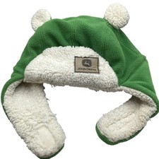 John Deere Toddler Green Bear Ear Fleece Lined Trapper Hat OS Outdoor Play Cute
