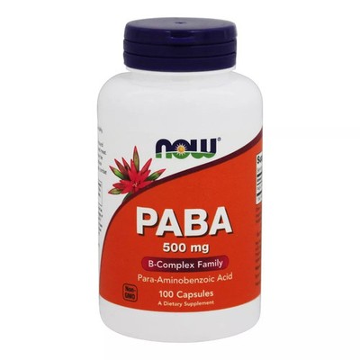 NOW Foods PABA (Para-aminobenzoic Acid)500mg,B-Complex Family,100VegCaps