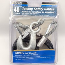 New Reese 40 Towing Safety Cables 72737 Vinyl Coated 5000lb Pull Strength