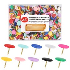 Thumb Tacks 400-count, Colors Plastic Roundness Push Pins Decorative Tacks fo...