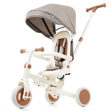 7-in-1 detachable and adjustable folding multi-color baby tricycle