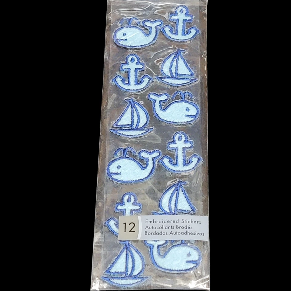 Наклейки стикеры стиль вышитые парусные значки синий кит якорь для скрапбукинга - Изображение 3 из 4