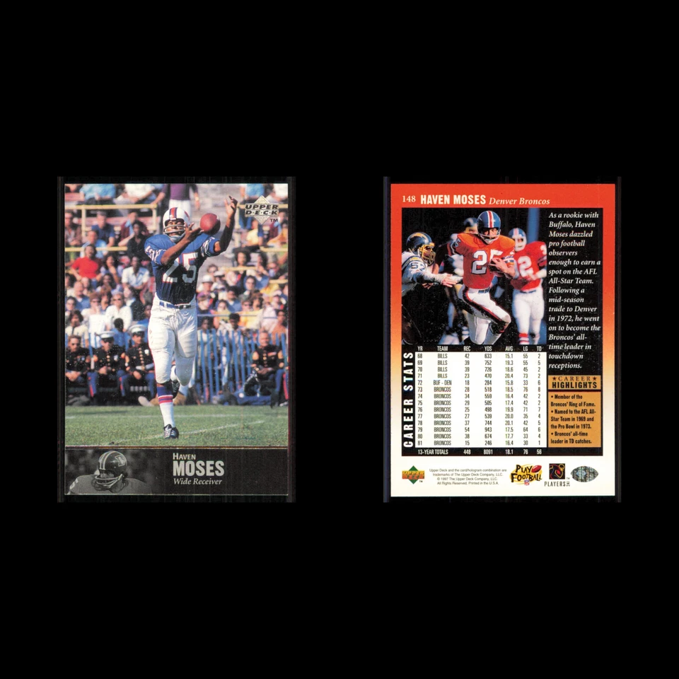 Haven Moses #148 1997 Upper Deck Legends Denver Broncos Football Card NFL NM - Image 3 of 3