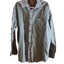 Ariat Mens Long Sleeve Blue Button Down Shirt XXL Paisley Print Western Casual