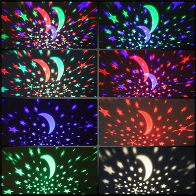 Rotating Starry Sky Projection Night Light Moon Star Lamp for Kids Baby Party fo