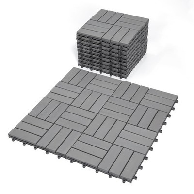 Interlocking Deck Tiles 12''x12''x0.94'' Gray Acacia Wood Patio Decor Flooring ...