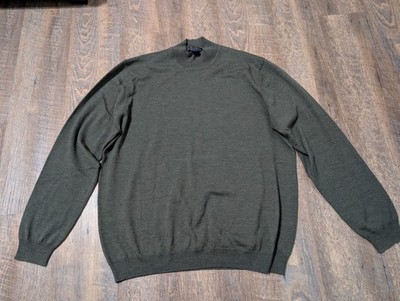 Brooks Brothers Mock Neck Extra Fine Italian Merino Sweater Olive Green Size 2XL