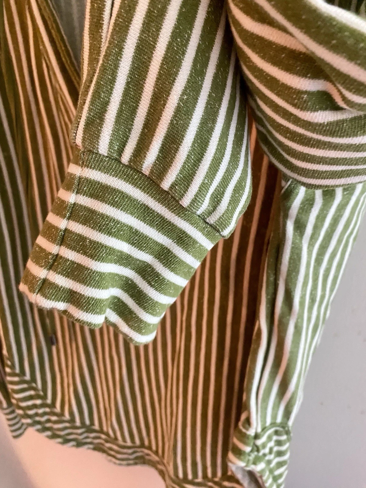 OFF WHITE Felpa con cappuccio Pilcro Anthropology Wharfside verde e panna a righe ? cotone XS