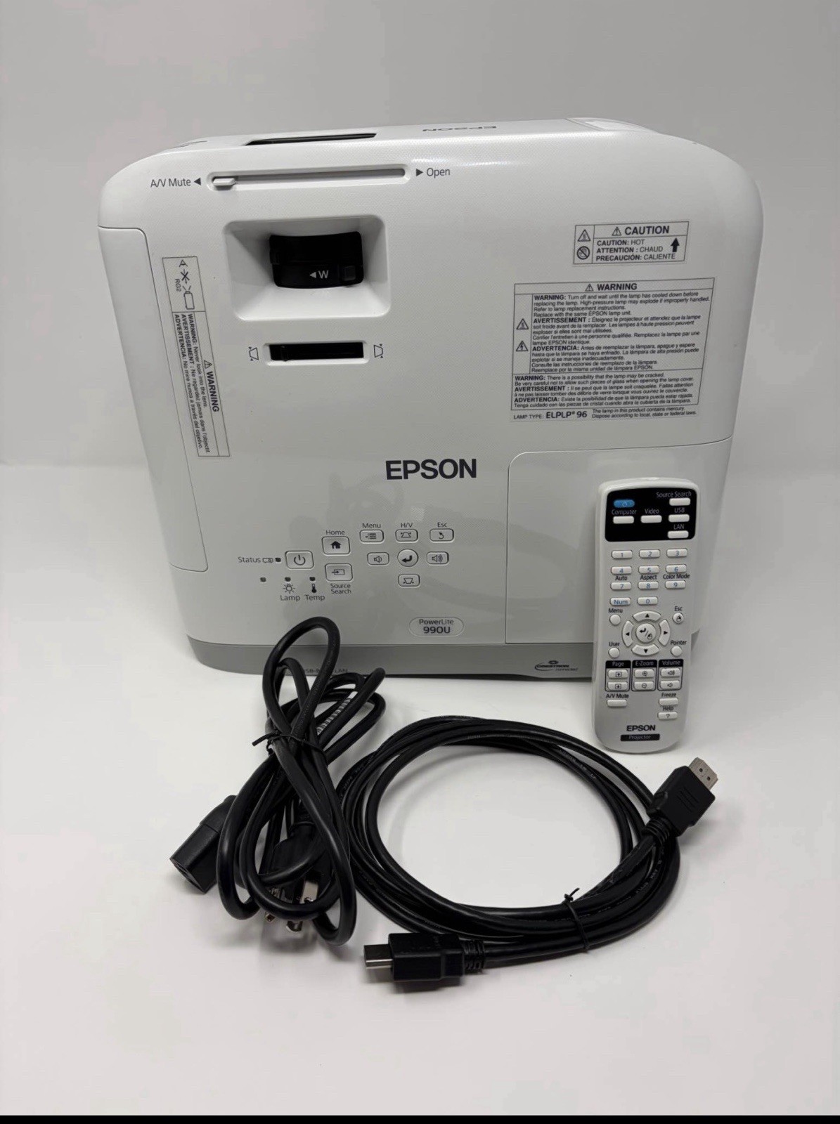 EPSON POWERLITE 990U 1080P FULL HD WIFI PROJECTOR W/ REMOTE & CABLES