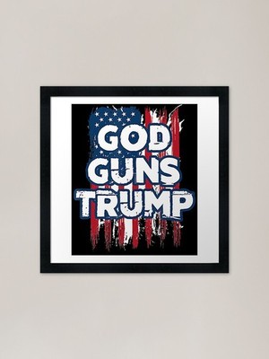 God Guns and Trump 2020 American Fl gerahmtes Wandbild Poster Leinwanddruck Bild