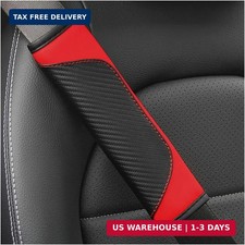 Osilly 2PCS Carbon Fiber Leather Seat Belt Shoulder Pads, Red