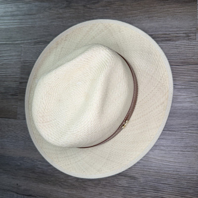 Mario Hernandez Aguadeño Iraca Straw Hat Brown Leather Band Colombia Authentic
