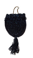 1920s Flapper Purse - Black/Blue Beads - Art Deco