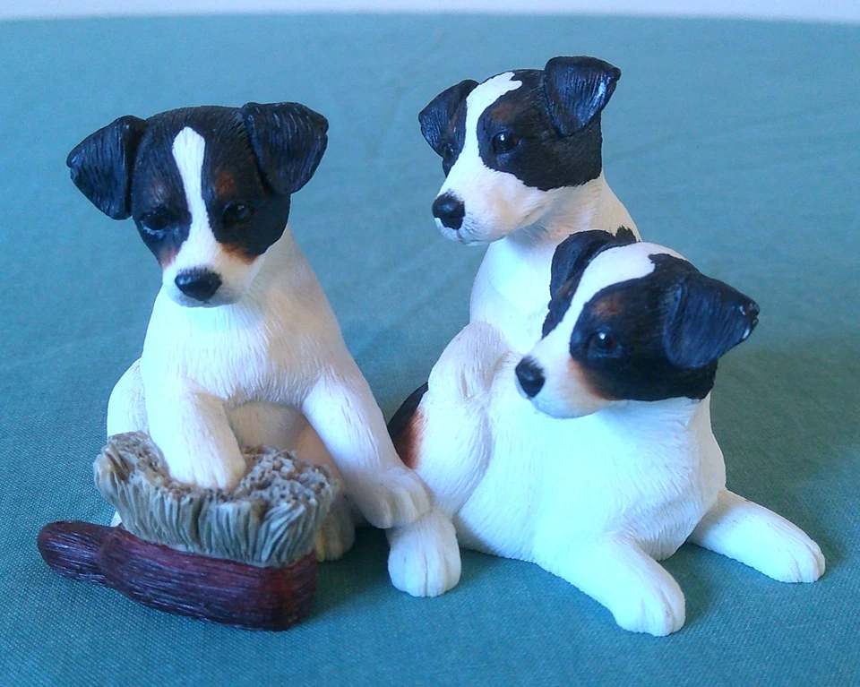 2 DOG FIGURINES JACK RUSSEL PUPS BORDER FINE ARTS WEST HIGHLAND TERRIER UNMARKED - Image 2 of 4