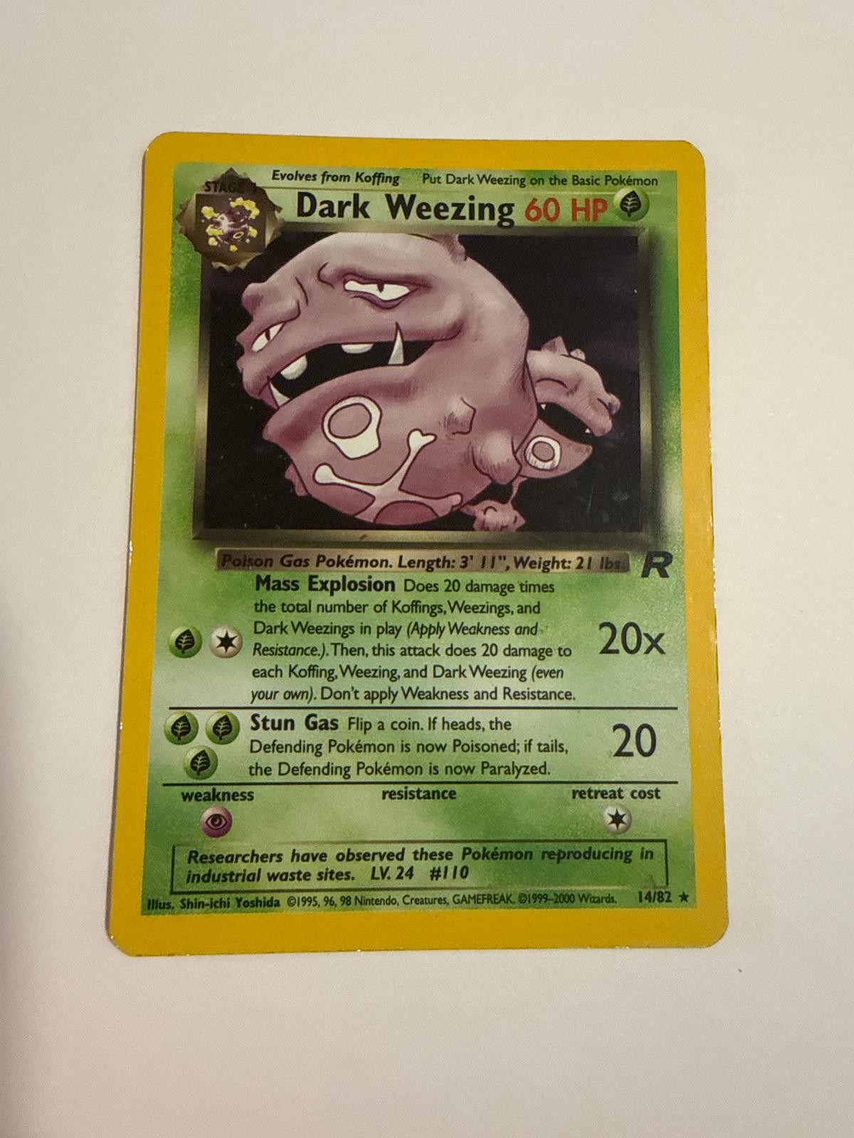 DARK WEEZING 14/82 RARE TEAM ROCKET POKEMON UNLIMITED HOLO MP
