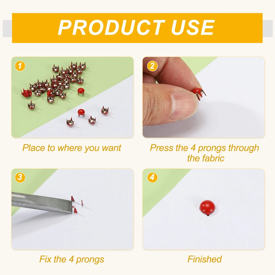 Tachuelas de metal de 5 mm manchas 100 piezas cuentas redondas con garra de cúpula cabeza de clavo, verde Foto 4 de 4