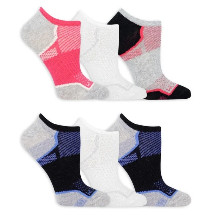 Calcetines ligeros Fruit of the Loom para mujer No Show 6 pares zapatos talla 4-10 Foto 2 de 2