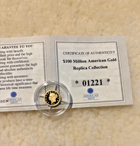 "Worlds Smallest Gold Coins" - Liberty Head 0.5g 14kt. Proof Gold Coin w/COA