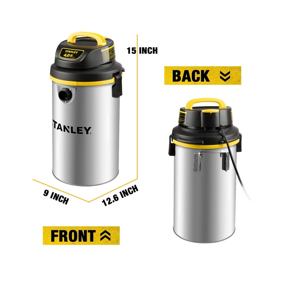 Aspirador úmido/seco STANLEY SL18133,4,5 galões 4 cavalos-vapor montado na parede... Fa - Imagem 2 de 4