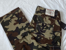  150 NEW  Men's True Religion Bobby Baggy Cargo 36 x 32 Camo Pants