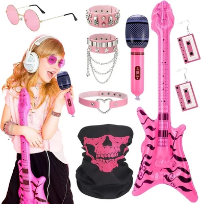BRANDED 9 Pcs Rock Star Fancy Dress Kids Set,Rockstar Costume Accessories Set Heavy Meta