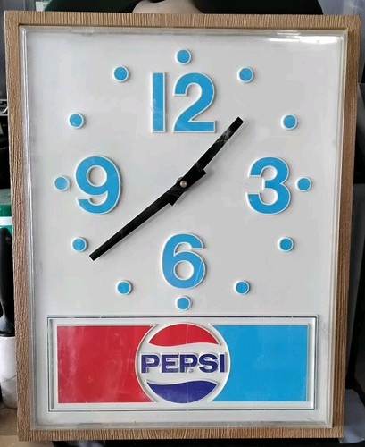 1970s Vintage Pepsi Cola Blue Dots Hanging Wall Clock