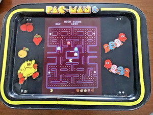 Our Vintage 1980's Midway PAC-MAN TV Folding Serving Tray Snack Bed Table  Metal
