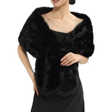 Fur Collar Scarf for Women Faux Fur Scarves Neck Palencia Collection 1 - Black