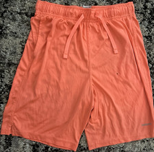 Athletic Works Boys Orange Athletic Shorts L 10-12 Elastic Waist Drawstring