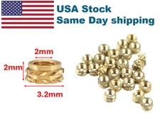 25 Pcs M2 x 2mm Knurled Brass Threaded Heat Set Inserts 3D Printing