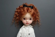 BJD 1/6 Doll Wig Landoudou Soft Mohair High Ponytail Curly Hair Handmade DIY Toy