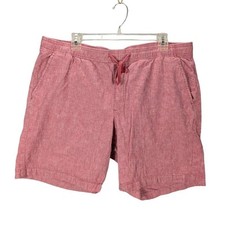 Gap Pull On Shorts Mens Extra Large Red Linen Blend Preppy Beachy Coastal Casual