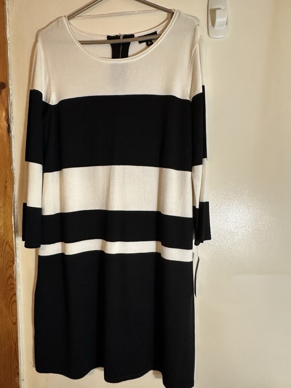 AB Studio Black and White Colorblock Sweater Dress 3/4 Sleeve Size XL