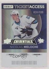 2021 Upper Deck Credentials 2020-21 Debut Ticket Access /999 Nicolas Meloche z6b