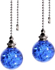 2PCS Blue Pull Chain Crystal Glass Ice Cracked Ball Pull Chain for Ceiling Fan L