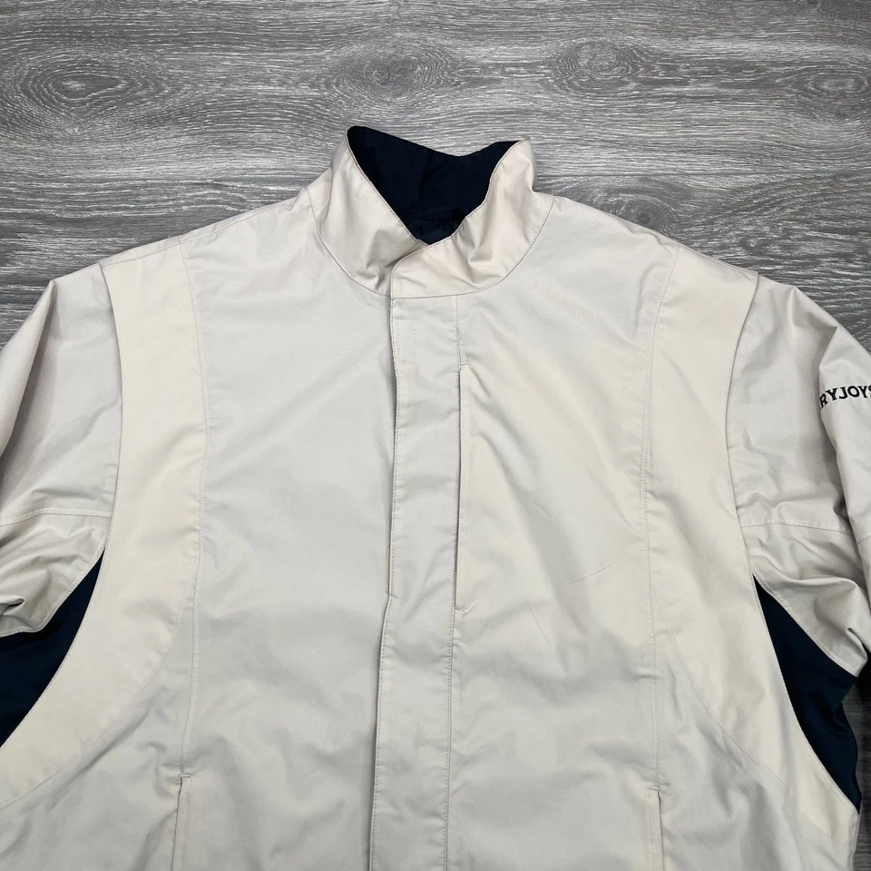 FootJoy DryJoys Waterproof Golf Rain Jacket Mens Large Beige Windproof FJ Logo - Image 2 of 4