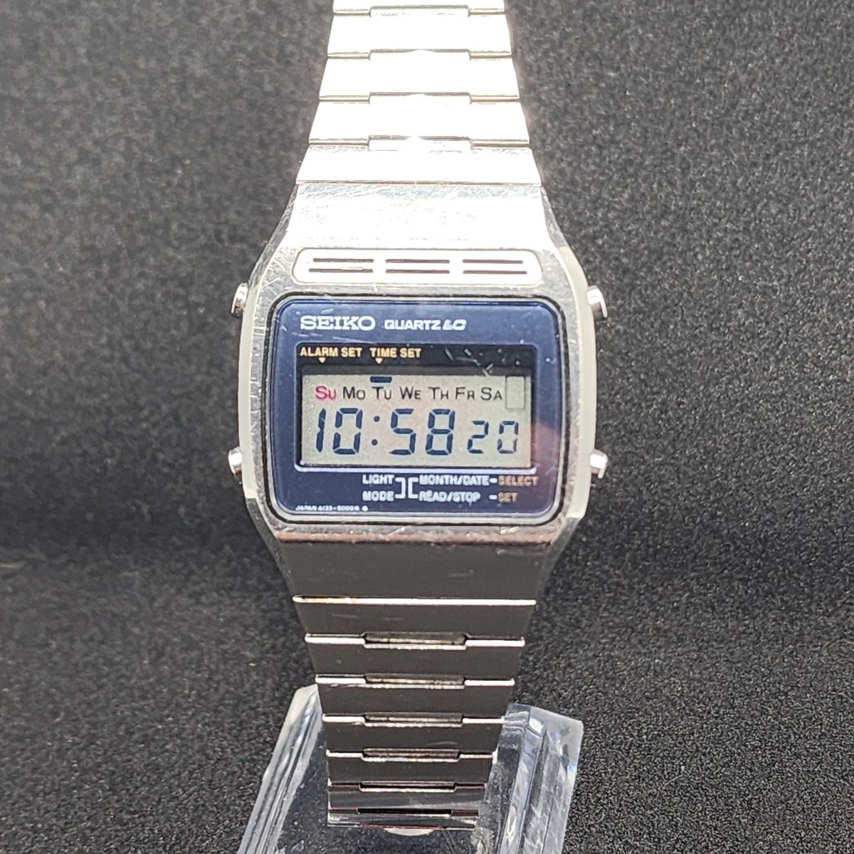 Seiko A133 5000 Digital LCD Watch Blue Face Rare Vintage Japan