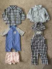 Lot 6 Janie and Jack Baby Boy Toddler 6-12 Months Button Shirt/Swim Short/Romper