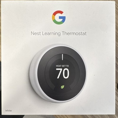 Google Nest Learning Thermostat White Wi Fi Dial 