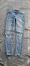 Tally Weijl Damen Jeans Größe Xs 34 Blau Löcher Stretch Skinny Gerades Bein